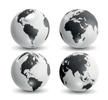 Realistic world map in globe shape of Earth. Vector Illustration