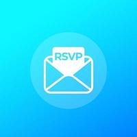 RSVP icon with envelope, vector design