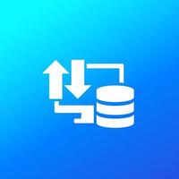 database and computer, data transfer, vector icon