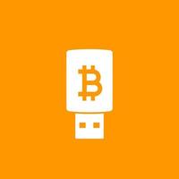 Billetera bitcoin en icono de vector de memoria USB