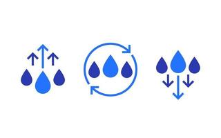 humidity level up and down vector icons set