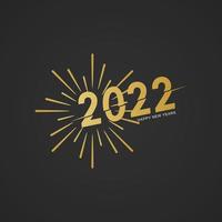 Happy new 2022 year social media post template. Elegant gold text with light. Vector holiday illustration with 2022 logo text design.