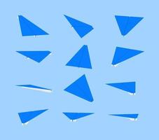 Origami paper planes collection with different views and angles vector