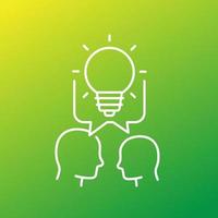 people and an idea line vector icon