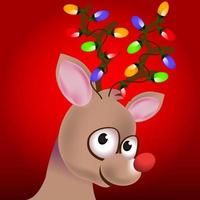 Funny deer with color light bulbs vector