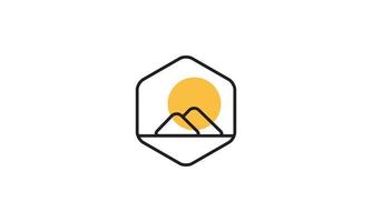lines hexagon with triangle mountain logo symbol icon vector graphic design illustration