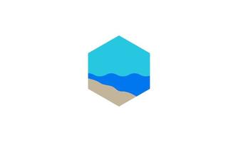 abstract hexagon with sea and sand logo symbol icon vector graphic design illustration