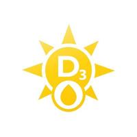 icono de vitamina d3 en blanco vector