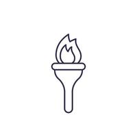 torch with flame, line icon on white vector