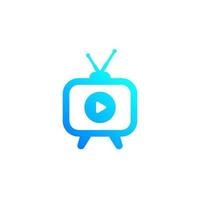 tv with antenna, vector logo