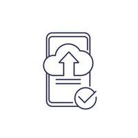 upload with phone line icon on white vector