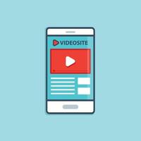 smartphone with video application player UI design elements vector illustration isolated