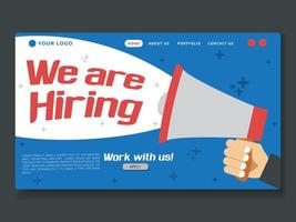 We are Hiring recruitment concept website landing page UI design vector illustration