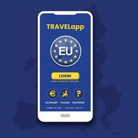 European Union travel mobile application UI design concept vector illustration