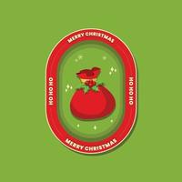 Christmas greetings sticker and badge design with decorative object vector illustration