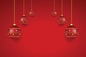 Objetos de decoración de Navidad y vacaciones en fondo rojo, diseño de ilustraciones vectoriales vector