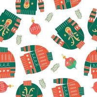 Ugly knitted Christmas sweaters. Christmas seamless pattern on white background.