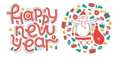 Happy new year. Vector greeting card, banner on white background.