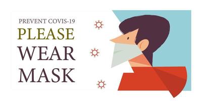 Please put on your mask. Vector poster encouraging people to wear masks during the coronavirus pandemic.