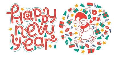 Happy new year. Vector greeting card, banner on white background.