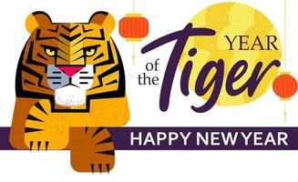 Happy new Year. New Year of the tiger. Vector illustration.