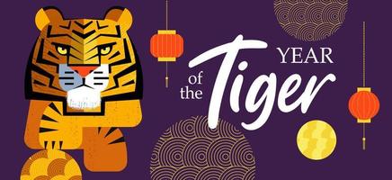 Happy new Year. New Year of the tiger. Vector illustration.