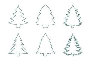 Green line Christmas tree collection vector