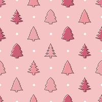 Patrón de árbol de Navidad doodle sin costuras con diseño de color pastel vector