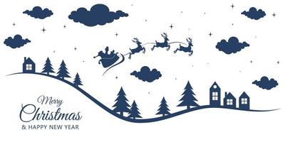 Merry Christmas with Santa Claus sleigh vector