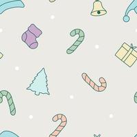 Seamless doodle christmas tree pattern with pastel color design vector