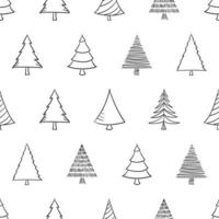 Seamless pattern with hand drawn christmas tree vector
