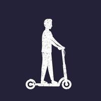 hombre en un patinete, silueta vector