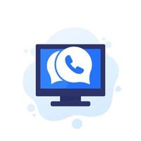 Voip phone call icon, vector