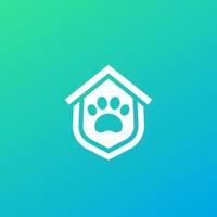 logotipo de refugio de animales, vector de casa de mascotas segura