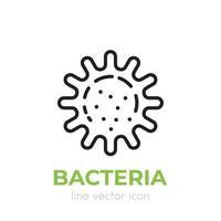 bacterias, microbio icono lineal en blanco vector