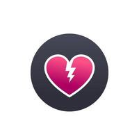 broken heart, heartbreak vector round icon