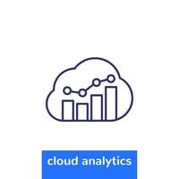 icono de línea de análisis de nube en blanco vector