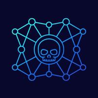 malware spread, cyber attacks line vector icon