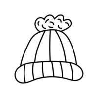 Hat with pompon in doodle style. vector