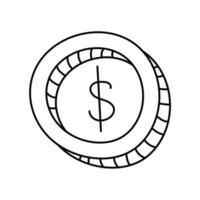 Dollar Coin in doodle style vector