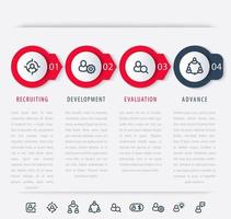 Staff, employee development steps, infographic elements, icons, timeline vector