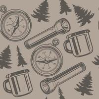 The monochrome vintage pattern on the camping theme vector