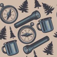 The colorful vintage pattern on the camping theme. vector