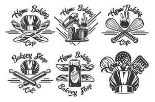 Set of vintage badges on the craft bakery theme for white background vector