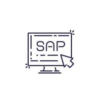 sap, icono de software de planificación empresarial, diseño de línea vectorial vector