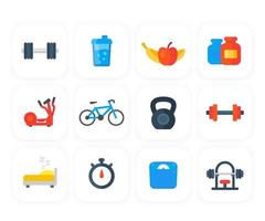 Fitness, gym, training icons vector