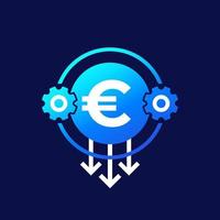 icono de optimización y reducción de costes con euro vector