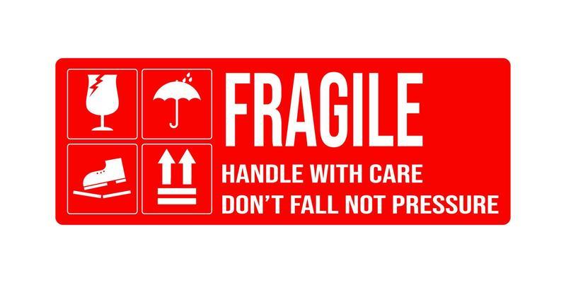 printable fragile for shipping packages label.