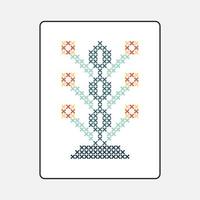 ethnic flower cross stitch printable for wall decoration vector