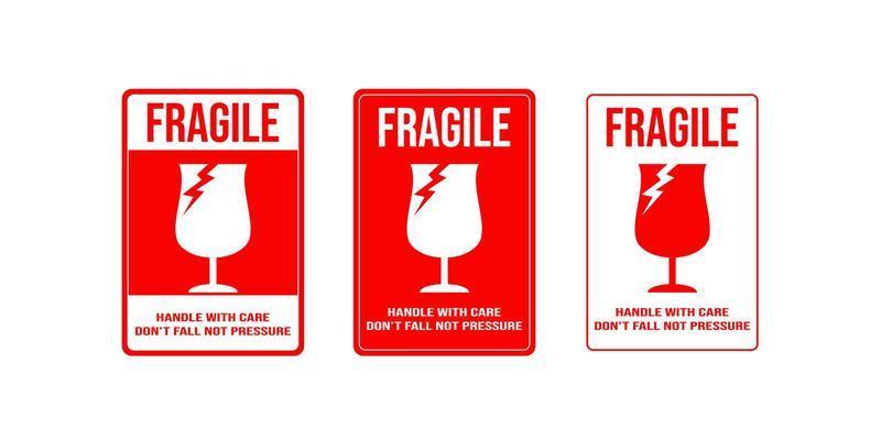 printable fragile for shipping packages label.